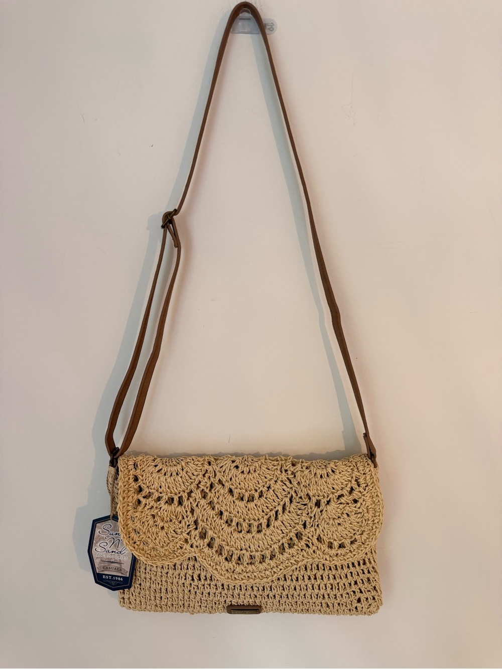 Sun ‘N’ Sand Raffia Crochet Crossbody Bag NWT Boho Beach